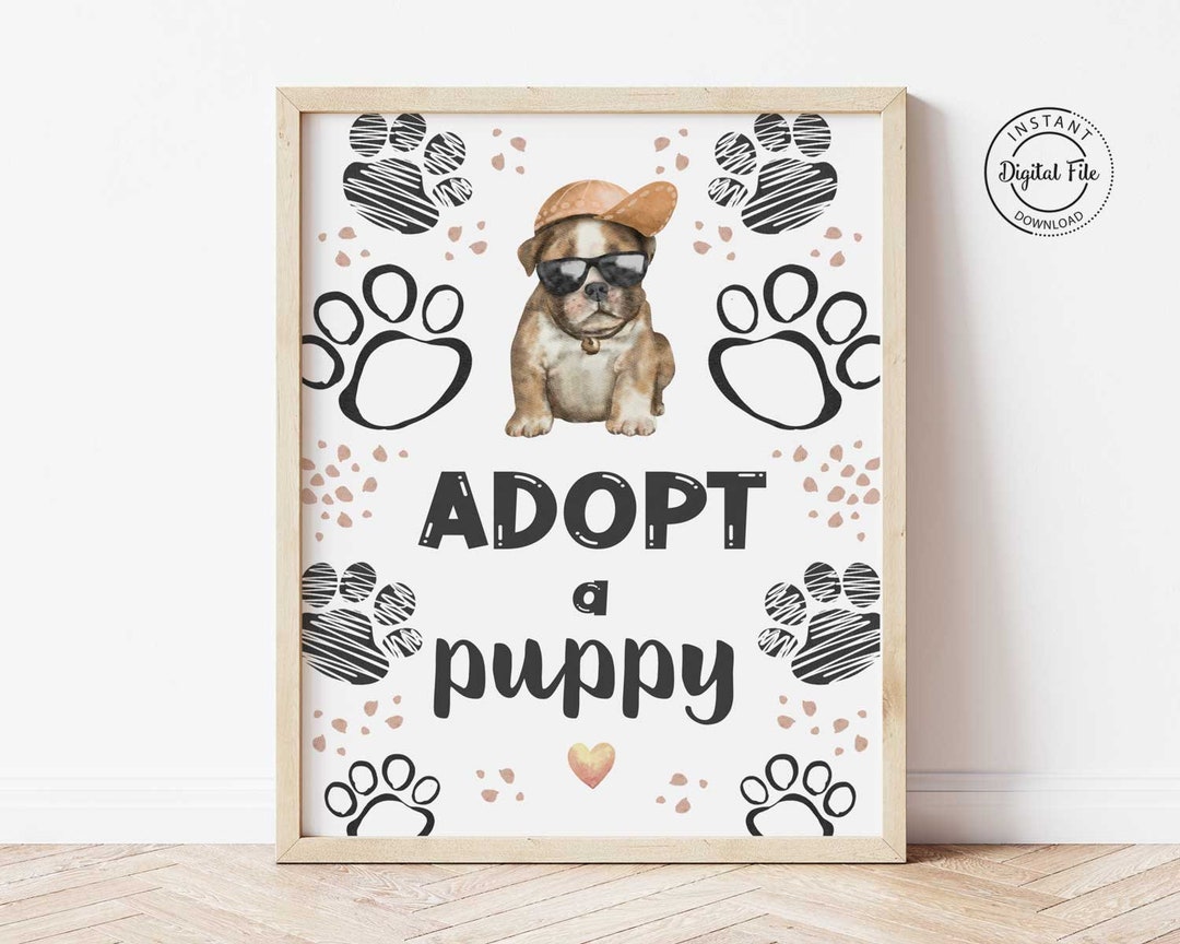 Adopt a Puppy Dogs Birthday Party Sign Let's Pawty Printable Puppy ...