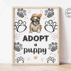 Adopt a Puppy Dogs Birthday Party Sign Let&#39;s Pawty Printable Puppy Birthday Decor Party Animals Boy Birthday Decoration Puppy Vet Birthday