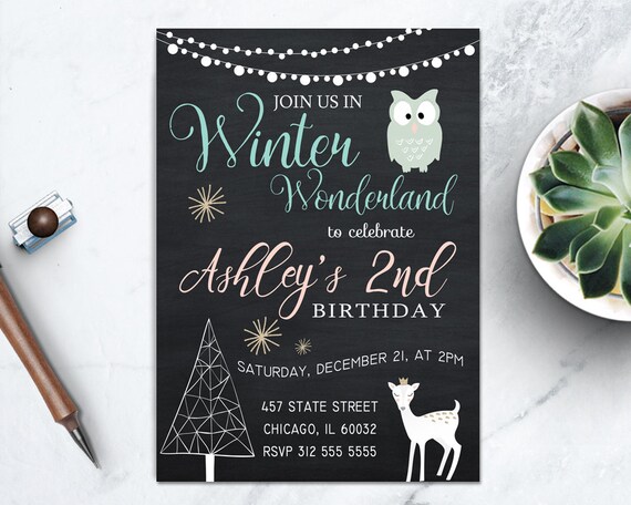 Wonderland Birthday Invite, Winter Onederland Invitation, Winter Birthday Printable, Winter Kids Invitation, Onederland Party Invite Il_570xn