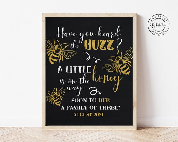 Bee Pregnancy Announcement Sign, Pregnancy Announcement Reveal Poster, Have You Heard the Buzz Mommy to Bee Chalkboard Poster, Baby Reveal Il_570xn