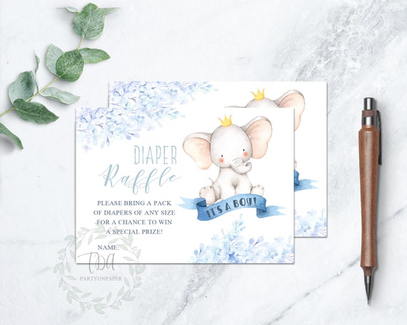 Diaper Raffle Cards Printable for Elephant Theme Baby Shower, Little Peanut Shower Game No. 1015 Il_570xn