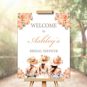 Kentucky Derby Bridal Shower Welcome Sign, Wear A Hat Wedding Shower, Southern Horse & Hat Bridal Brunch Decor, Big Hat Table Decoration