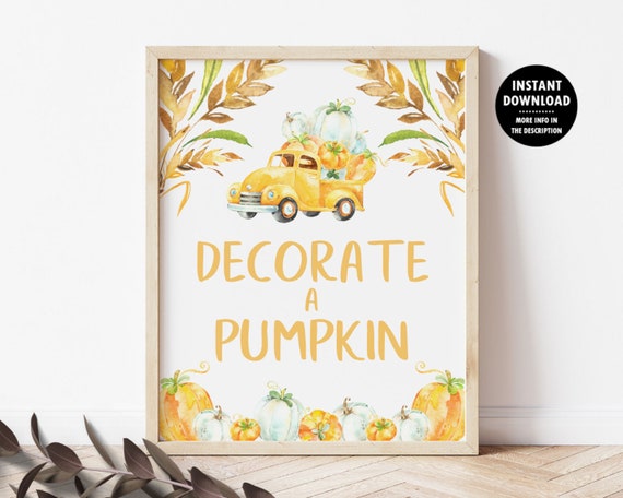 Decorate a Pumpkin Birthday Sign, Pumpkin Truck Fall Party Decor, Pumpkin Carving Table Sign, Autumn Kids Birthday, Pumpkin Patch Il_570xn