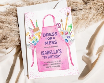 Art Party Invitation, Arts and Crafts Birthday Invitation, Dress for a Mess Invite, Paint Party Pottery Painting, Ladies Craft Party