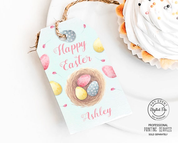 Easter Egg Hunt Thank You Tag, Colored Eggs Easter Party or Brunch Gift Bags, Kids Easter Birthday Easter Basket, Personalized Printable Il_570xn