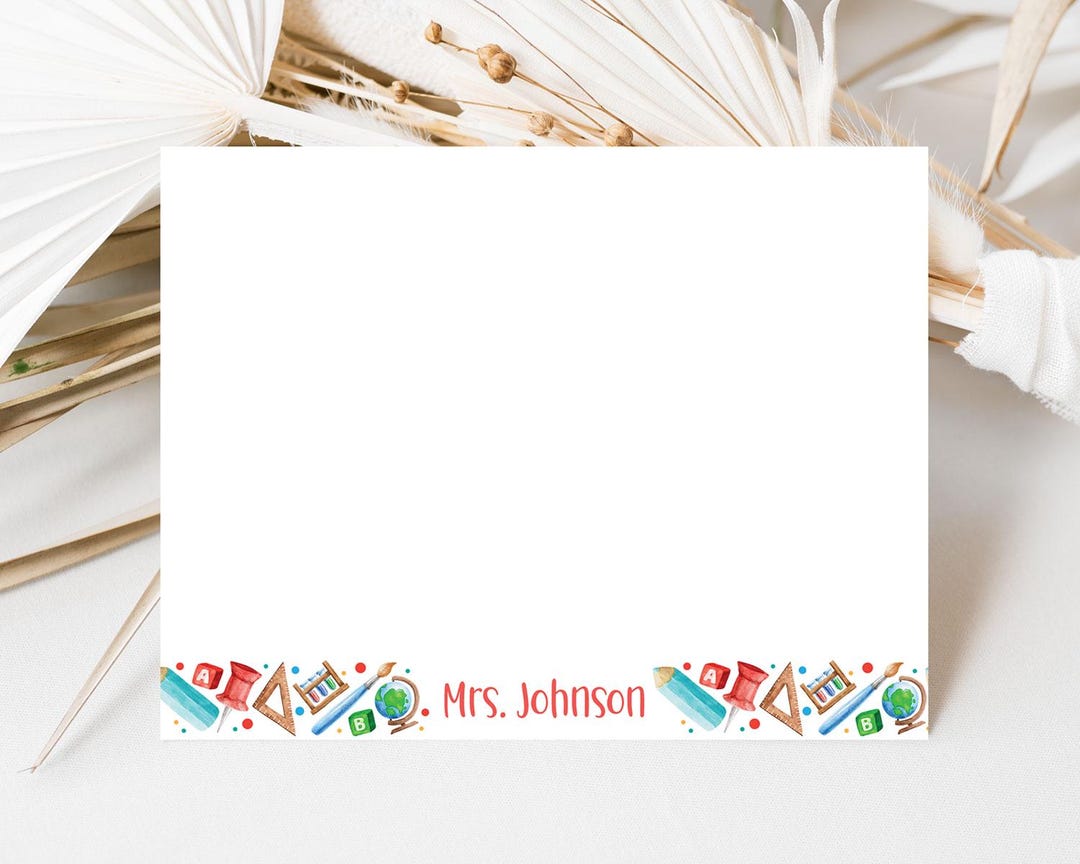 Personalized Teacher Notecards, Back to School Stationery, Gift for ...