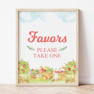 Farmer&#39;s Market Party Sign Printable, Fruit and Veggie Birthday Favor Sign, Summer Kids Party Decor, Baby Shower Table Sign, Locally Grown
