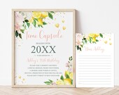 She's a Sweet One 1st Birthday Time Capsule Sign and Message Card, Lemon First Birthday Party Decor, Predictions Advice, and Wishes 1055
