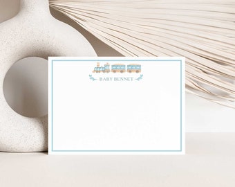 Personalized Baby Boy Stationery, Train Baby Shower Thank You Cards, Baby Shower Gift A Note From, From the Nursery Of, Printed Notecards