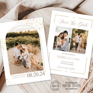 Convite moderno Boho para salvar a data, convite minimalista para salvar a data com foto, convite minimalista para aniversário de casamento, cartão postal para salvar a data