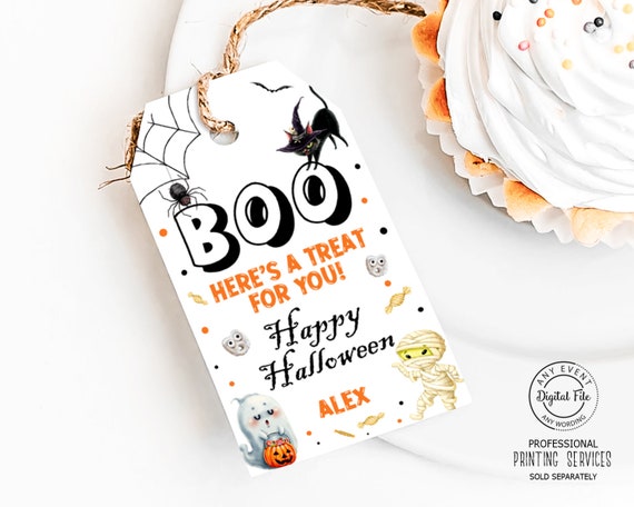 Halloween Favor Tag, Boo Gift Tag, A Happy Halloween School Party Tag, Costume Party Trick Or Treat Favor Tags, Birthday Party Gift Bag Il_570xn