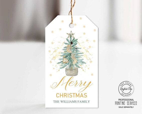 Merry Christmas Tag Printable, Holiday Gift Tag, Christmas Tree Favor Tag, Happy Holidays Teacher's Gift Tag, PTO PTA Gift, Secret Santa Il_570xn