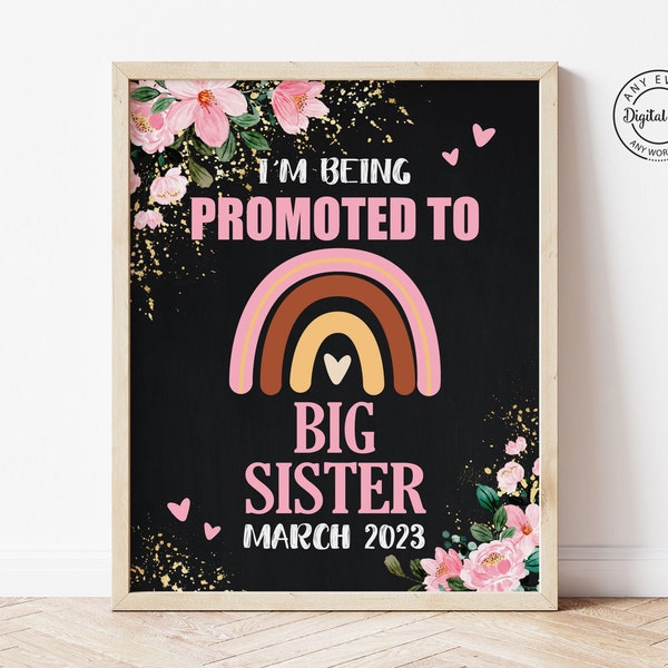 Big Sister Announcement Sign, Promoted to Big Sister Digital Pregnancy and Baby Announcement, Big Sister Party, Photoshoot Prop, Baby 2