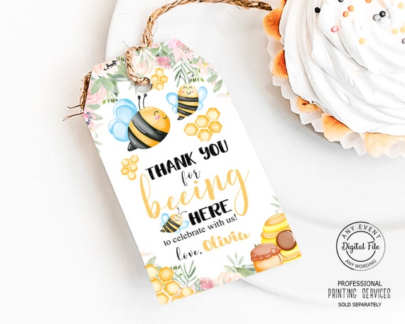 Thanks for Beeing Here Thank You Tag, Bee Thank You Tag, Bee Birthday Gift Bag Tag, Bee Favor Bag Tag, Honey Bee Gift Tags, Bumble Bee Theme Il_570xn