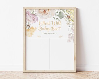 Bee Gender Voting Sign, Honey Baby Shower Gender Reveal Game, What Will Baby Bee, A Little Honey Is on the Way, Honeybee, Honeycomb Sprinkle
