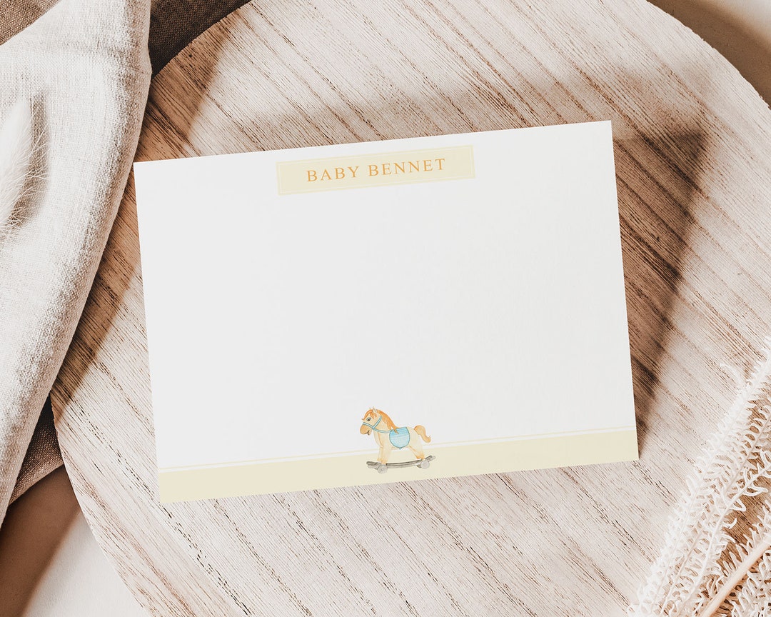 Baby Boy Notecards, Baby Personalized Stationery Yellow and Blue Baby ...