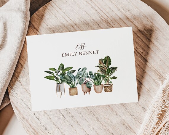 Personalized Flat House Plants Note Card With Envelopes, Gardening  Stationary, Thank You Cards, Gift for Her Plant Lover Gifts, Mothers Day -  Etsy