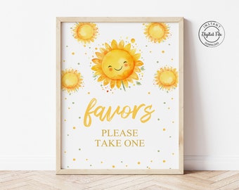 Sunflower Birthday Favors Sign, Out Little Sunflower 1st Birthday Party Decor, Girl Sunflower First Birthday Table Sign, Summer Birthday