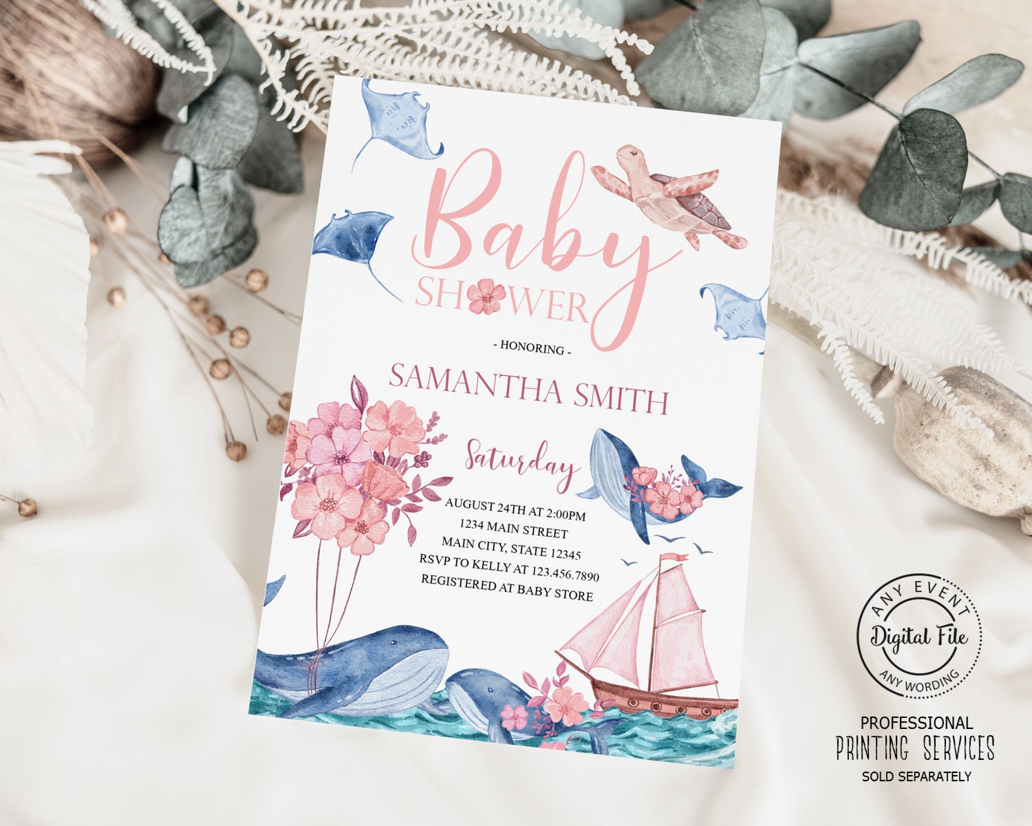 Under The Sea Baby Shower Invitation Whale Sea Baby Shower Etsy