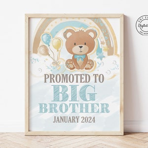 Tablón de anuncios de Gran Hermano, cartel digital de futuro oso de Gran Hermano, promoción a sesión de fotos de anuncios de embarazo, osito de peluche