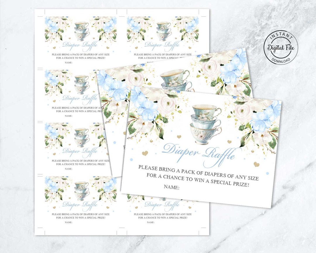 Tea Party Baby Shower Diaper Raffle Game Printable, Baby is Brewing ...