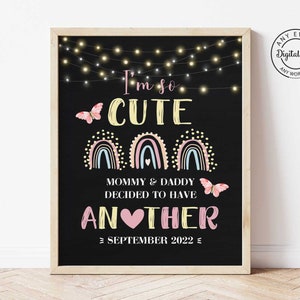 Anuncio de promoción de hermana mayor en pizarra de arcoíris, póster de utilería para sesión de fotos de hermanas, anuncio de embarazo con letrero de hermana mayor, acuarela