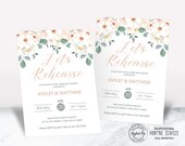 Floral Rehearsal Dinner Invitation, Let's Rehears Party Invite, Engagement Party, Couples Shower, Daffodil Rose Peony Eucalyptus Wedding Il_170x135