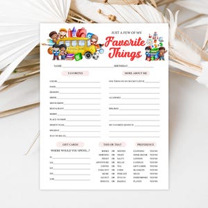Cuestionario de encuesta para maestros, lista de deseos para maestros, formulario para conocerse, cosas favoritas para maestros, cuestionario imprimible para obsequios para el personal escolar