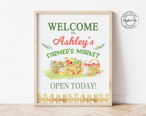 Farmer's Market Birthday Welcome Sign, Fruits and Veggies Summer Kids Party Decor Printable, Locally Grown Table Decoration Baby Shower 1035 Il_570xn