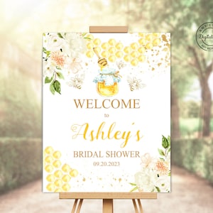 Bride to Bee Welcome Sign, Meant to Bee Wedding Shower Decor Printable, She Found Her Honey, Couples Shower Honeybee Decoration 1060