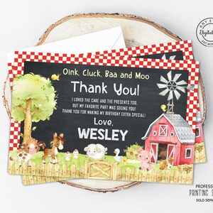 Country Farm Birthday Thank You Card, Farm Animals Barnyard, Barn Birthday Party Printable, Boy or Girl Farm Birthday, Barnyard Fun