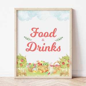 Farmers Market Food and Drink Sign Printable, Fruit and Veg Decor, Summer Party, Baby Shower, BBQ, Picnic Table Sign, Locally Grown Sign