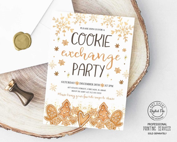 Christmas Cookie Exchange Invitation, Baked With Love Holiday Cookie Party, Winter Baking Birthday Invite, Cookie Decorating, X-mas 1046 Il_570xn