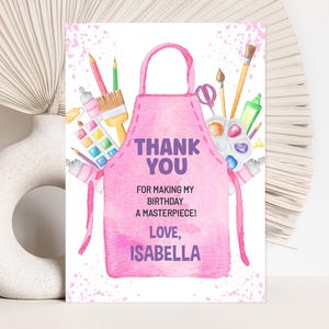Tarjeta de agradecimiento para fiesta de arte, recuerdo de fiesta de cumpleaños de artes y manualidades, etiqueta de agradecimiento &quot;Vístete para un desastre&quot;, pintura de cerámica, fiesta de manualidades para damas