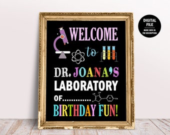 Mad Scientist Party, Science Party Decor, Science Party Poster, Mad Science Party, Scientist Party, Girls Mad Science Party, Scientist 1022