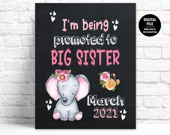 Promu à Big Sister Announcement Jungle Safari Poster, Sister Photoshoot Prop, Annonce de grossesse, Big Sister Sign