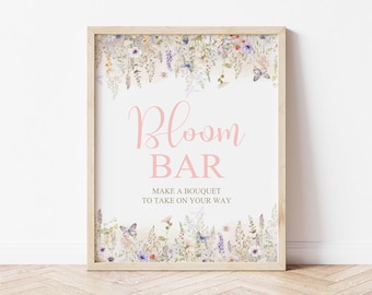 Bloom Bar Sign, Flower Bar, Flower Arranging Party Sign, Baby Shower Party Favors, Bouquet Bar, Make Your Own Bouquet Stand, Flower Cart