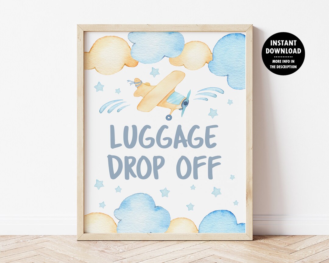 Luggage Drop off Baby Shower Airplane Sign Around the World Etsy