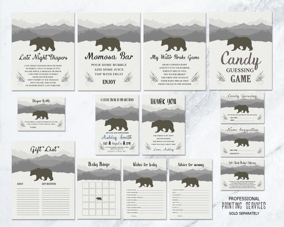 Bear Baby Shower Printable Invitation, Rustic Boy Baby Shower Invite, Woodland Baby Party Invite, Forest Theme Baby Shower, Bear Birthday Il_570xn