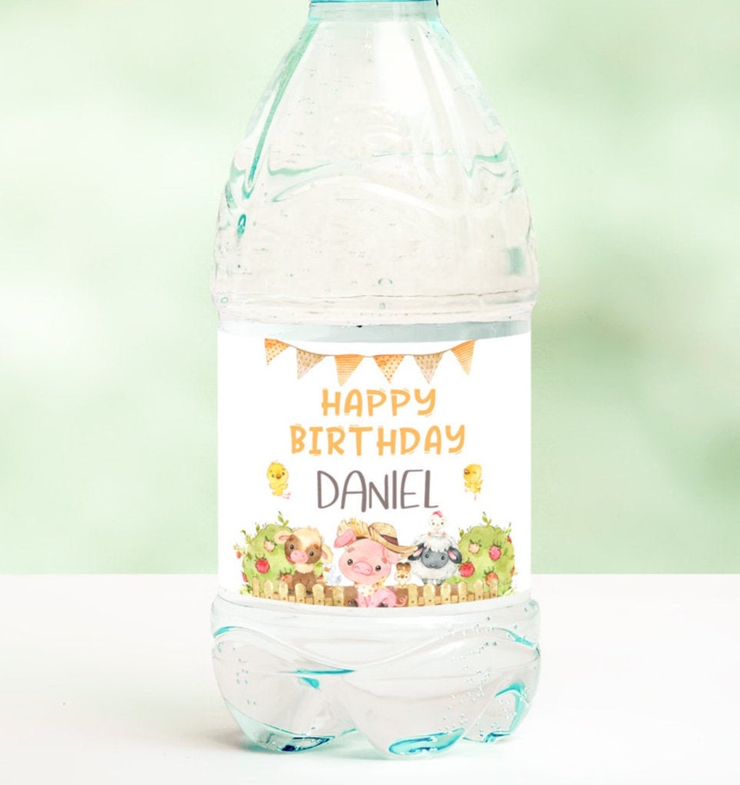 Farm Animals Water Bottle Labels Printable, Boy or Girl Farm Birthday