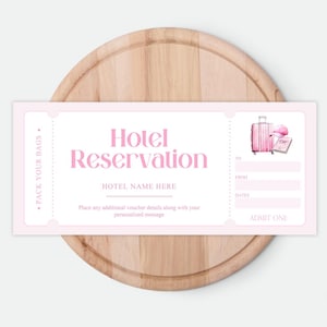Hotel Reservation Gift Voucher, Weekend Getaway Gift Coupon Staycation Gift Certificate, Personalized Last Minute Gift, Birthday Trip Gift