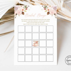 Juego de bingo nupcial, juego de té para despedida de soltera, fiesta nupcial con taza de té floral, té nupcial, brunch nupcial con té de la tarde, el amor se está gestando