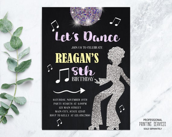 Disco Party Invitations, Disco Dance Birthday Invitation, Disco Ball Invite Il_570xn