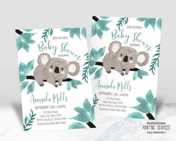 koala bear baby shower invitations