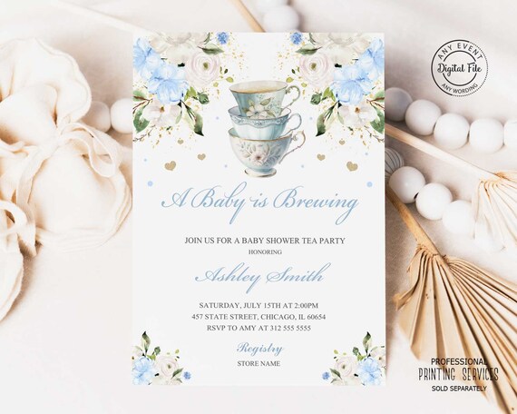 Editable Tea Party Baby Shower Invitation Tea Shower, 43% OFF