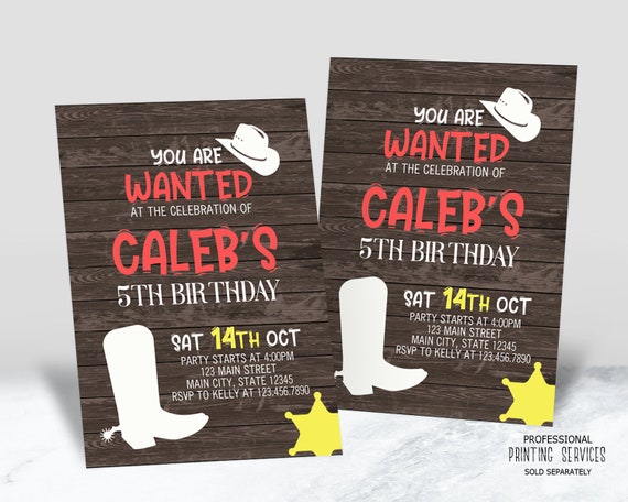 Printable Cowboy Birthday Invitation, Country Cowboy Invitation, Printable Western Cowboy Party, Cowboy Boots Party Invite, Western Invite Il_570xn