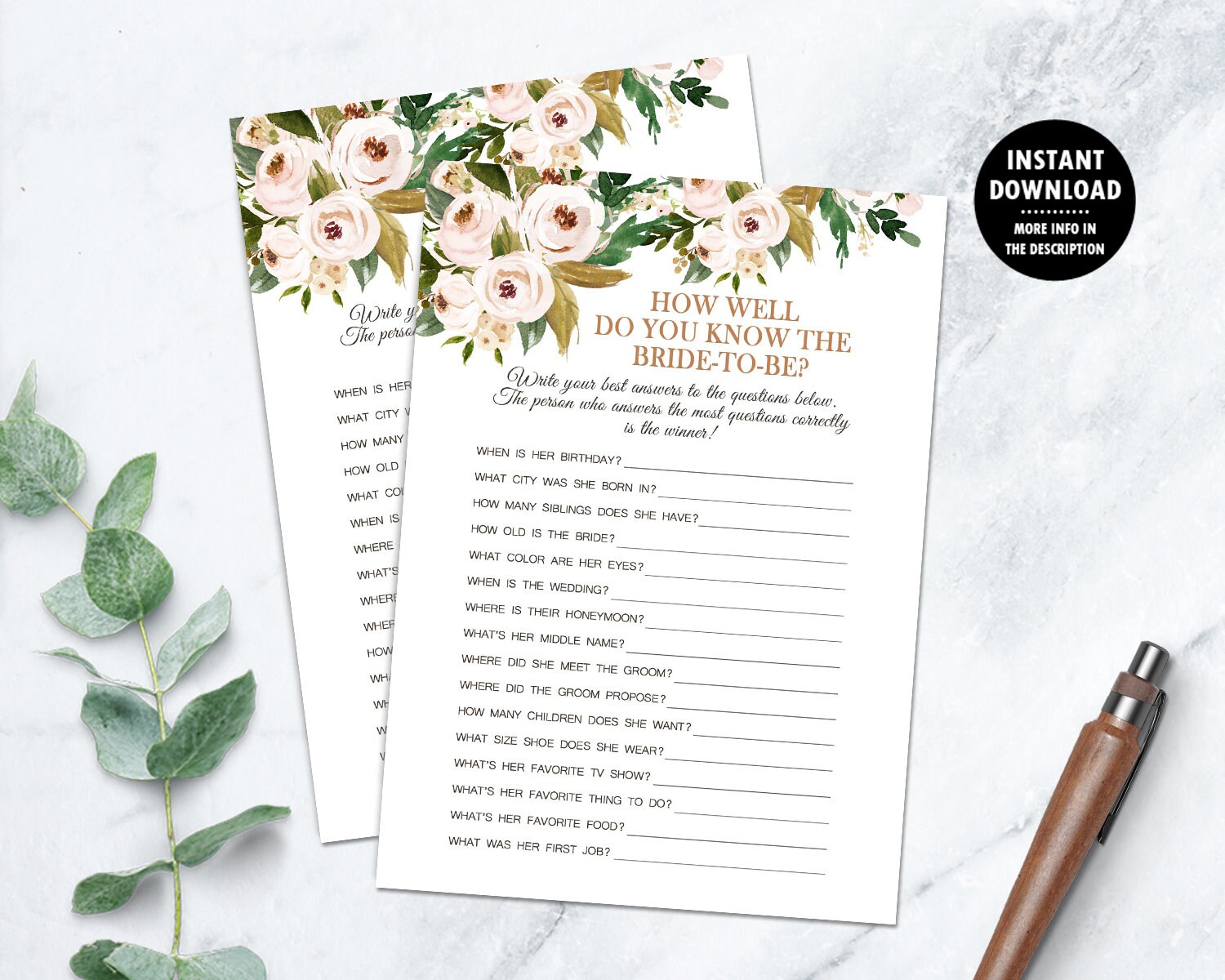 Party Games Party Favors & Games How Well Do You Know the Bride Elegant