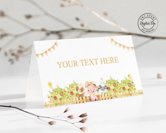 Farm Boy Birthday Food Labels, Farm Animals Party Place Card, Petting Zoo Food Tent Cards, Country Barn Party, Baby Shower or Sprinkle 1016 Il_570xn
