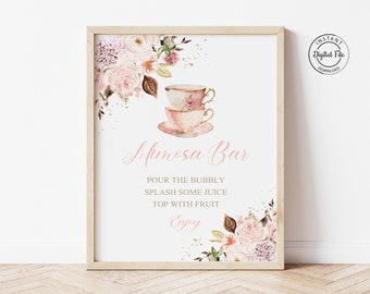 Tea Party Bridal Shower Mimosa Bar Sign, High Tea Bridal Bruch, Drink Table Decor, Love is Brewing Bridal Luncheon Table Sign