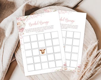 Highland Cow Bridal Shower Bingo, Holy Cow Bridal Shower Game, Farm Theme Wedding Shower Game, She's Getting Married, Country Shower